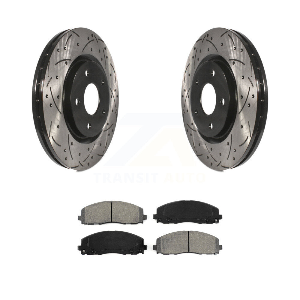 Drill Slot Brake Rotors Semi-Metallic Pad Front Kit For Dodge Grand Caravan Town