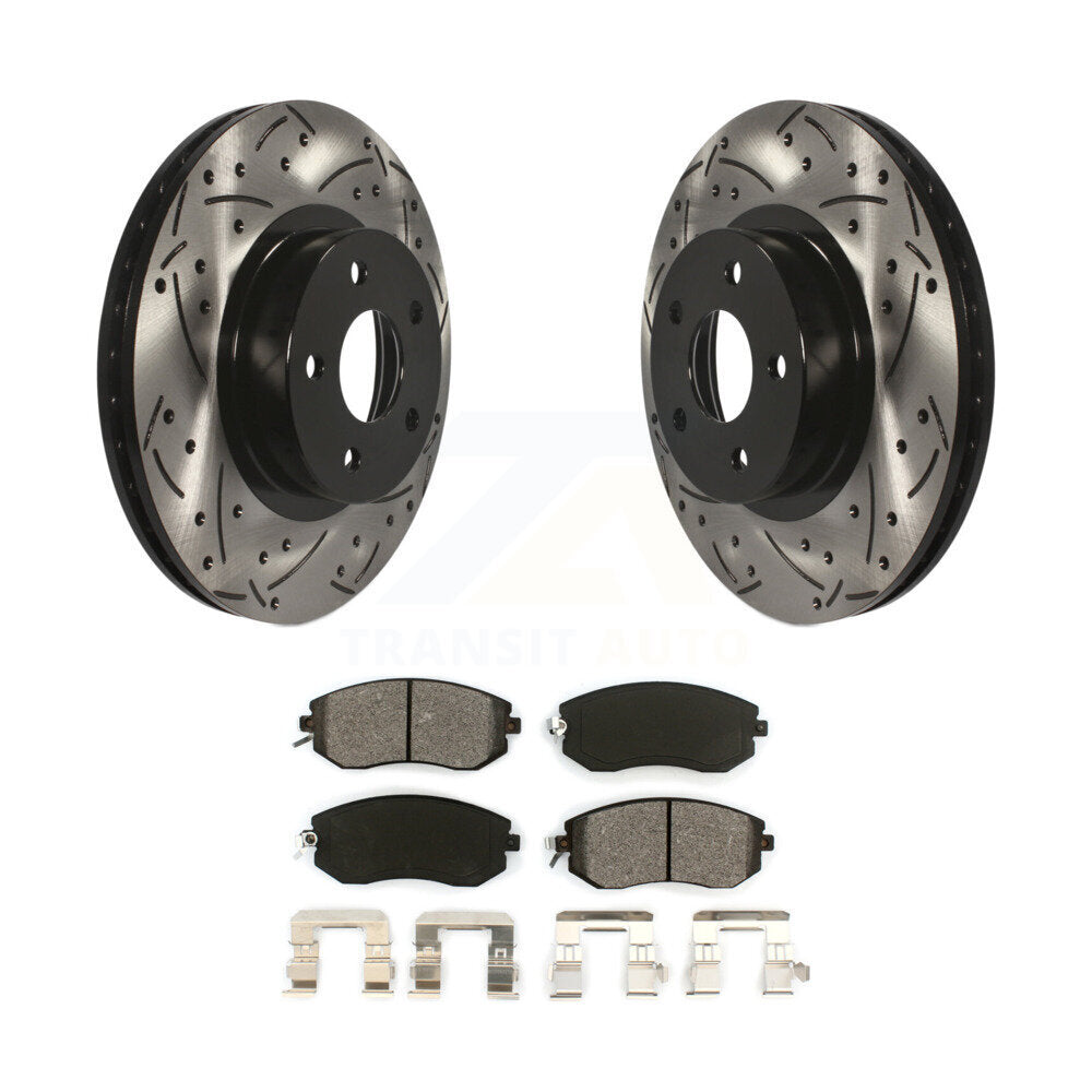 Drill Slot Brake Rotor Semi-Metallic Pad Front Kit For Subaru Impreza Scion FR-S