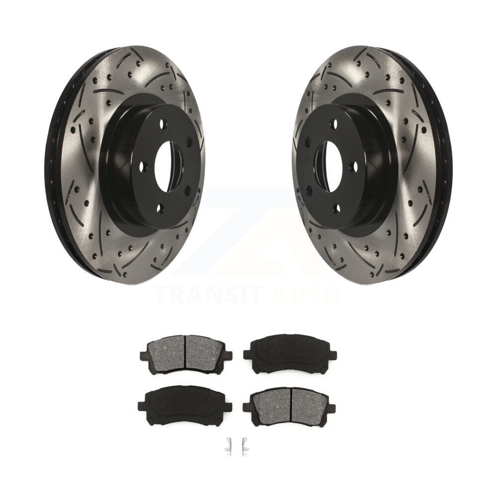 Drilled Slot Brake Rotors Semi-Metallic Pad Front Kit For Subaru Forester Legacy