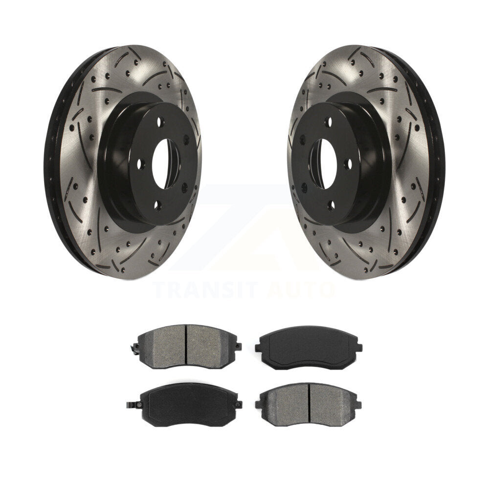 Drilled Slot Brake Rotor & Semi-Metallic Pad Front Kit For Subaru Impreza Legacy