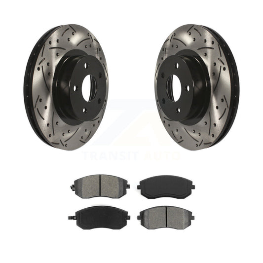 Drilled Slot Brake Rotor & Semi-Metallic Pad Front Kit For Subaru Impreza Legacy