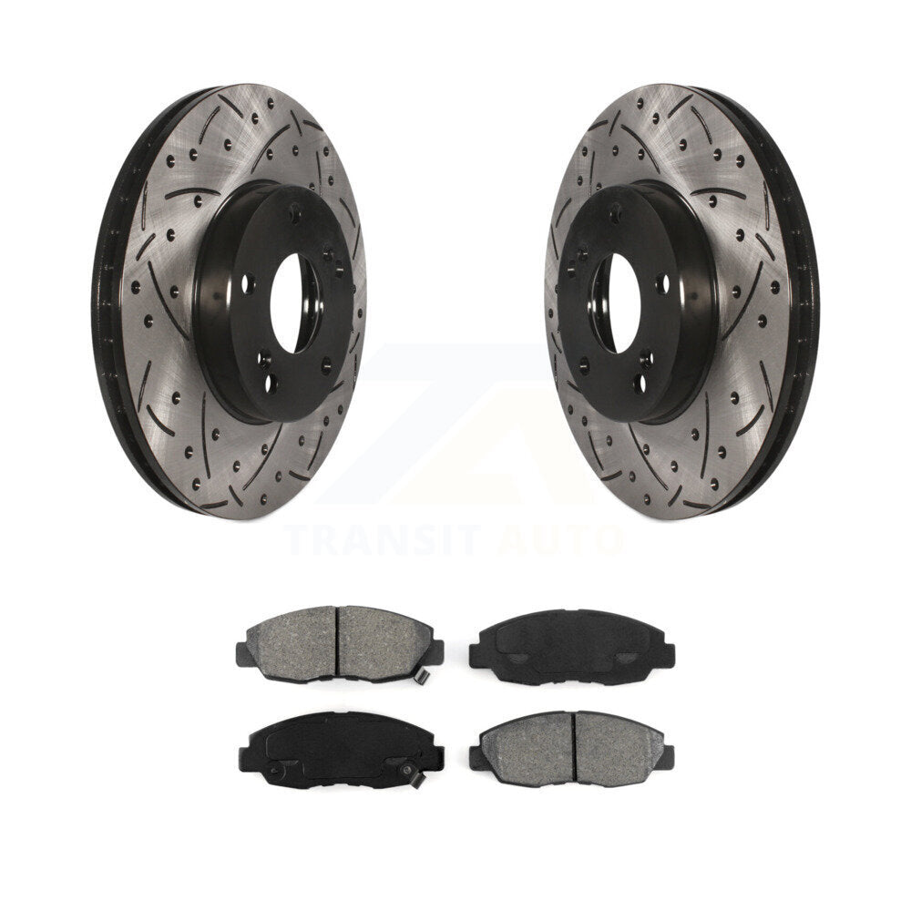 Drill Slot Disc Brake Rotors Semi-Metallic Pad Front Kit For 2011 Honda Civic GX