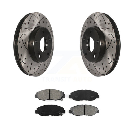 Drill Slot Disc Brake Rotors Semi-Metallic Pad Front Kit For 2011 Honda Civic GX