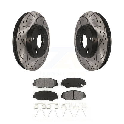Drilled Slot Brake Rotors Semi-Metallic Pad Front Kit For Honda Accord Civic Fit