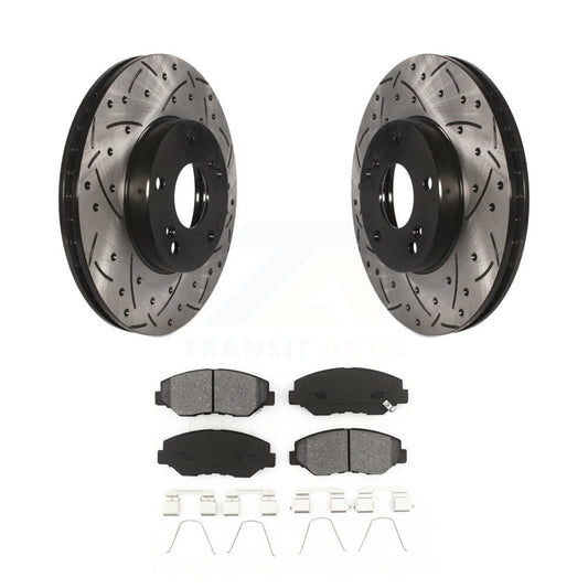 Drilled Slot Brake Rotors Semi-Metallic Pad Front Kit For Honda Accord Civic Fit