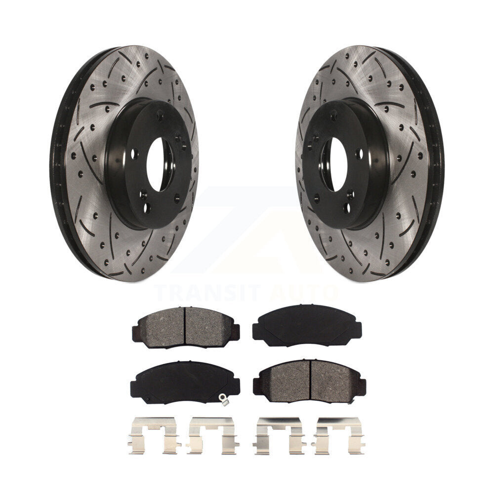 Drill Slot Brake Rotors Semi-Metallic Pad Front Kit For Honda Civic Accord Acura