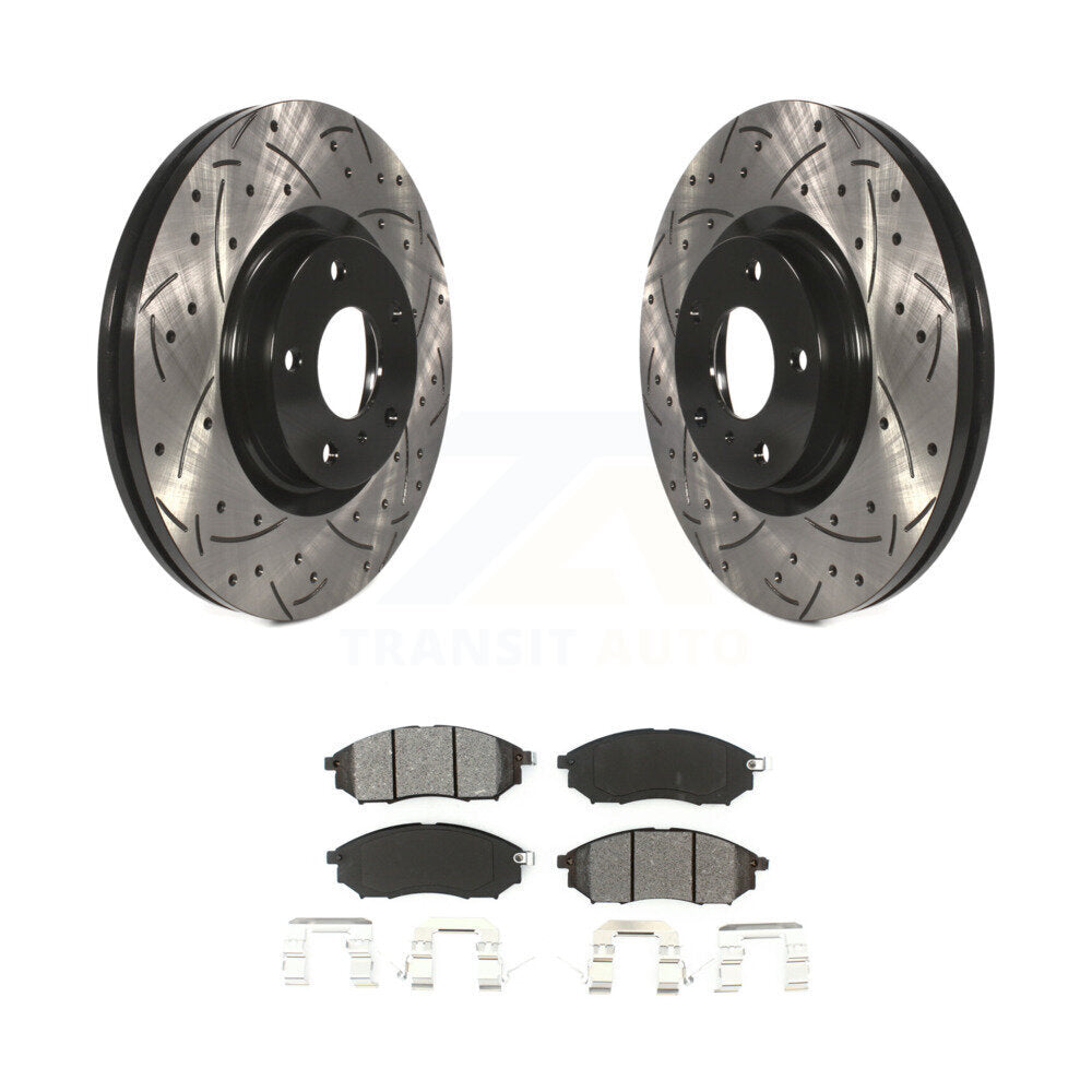 Drilled Slot Brake Rotors Semi-Metallic Pad Front Kit For INFINITI Nissan Murano