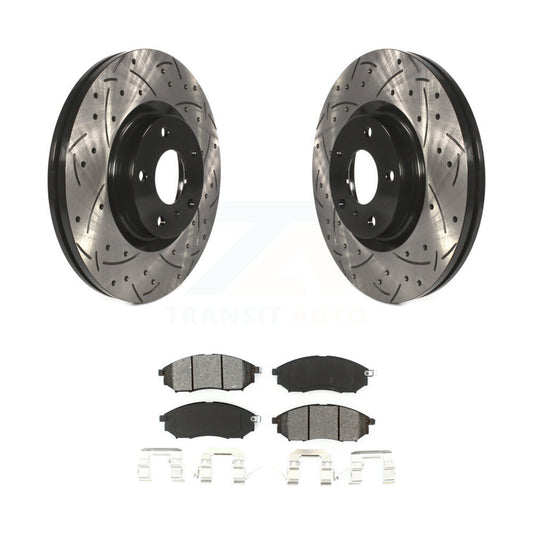 Drilled Slot Brake Rotors Semi-Metallic Pad Front Kit For INFINITI Nissan Murano