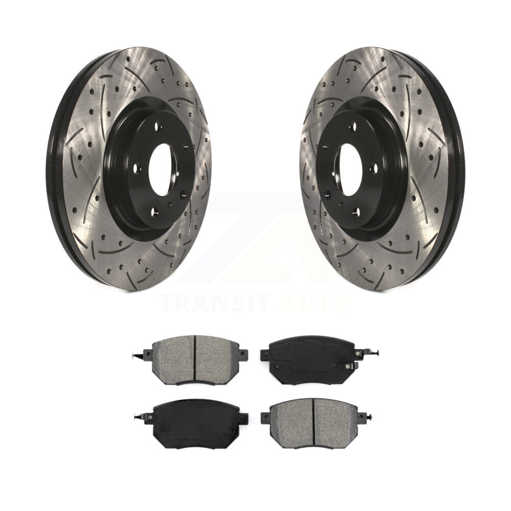 Drill Slot Disc Brake Rotor Semi-Metallic Pad Front Kit For Nissan Murano Altima