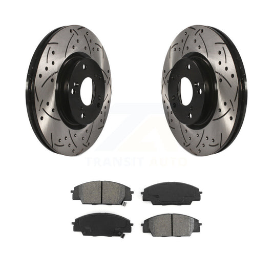 Drill Slot Brake Rotor Semi-Metallic Pad Front Kit For Honda Civic Acura CSX RSX
