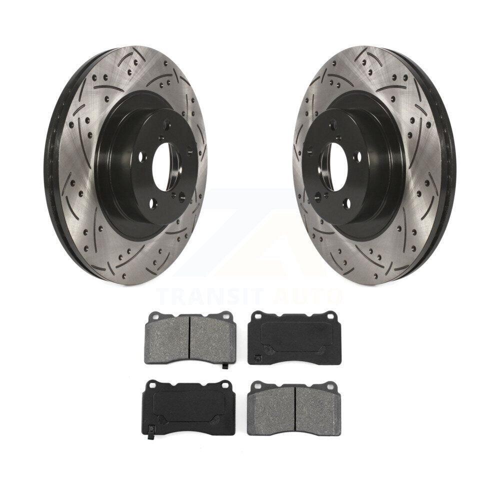 Coated Drilled Slot Disc Brake Rotor & Semi-Metallic Pad Front Kit For Toyota 86