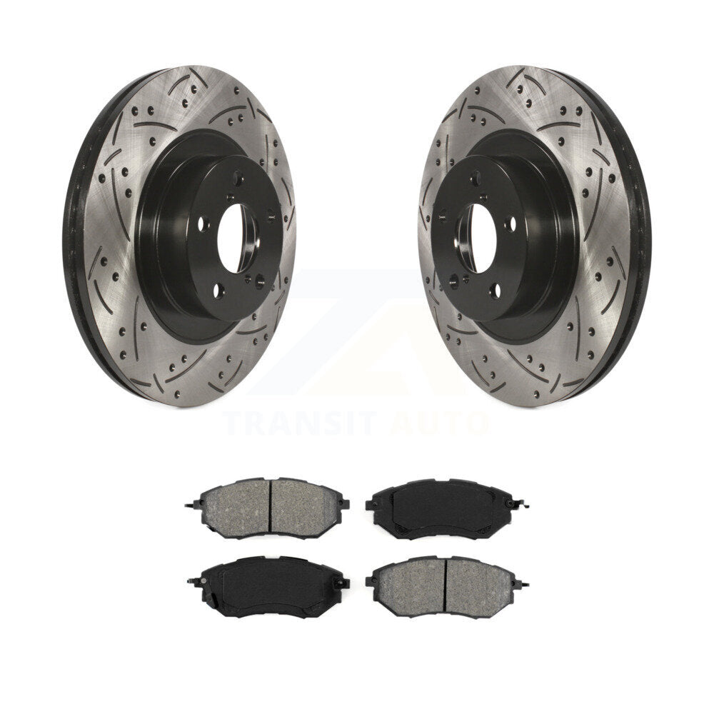 Coated Drill Slot Disc Brake Rotor Semi-Metallic Pad Front Kit For Subaru Legacy