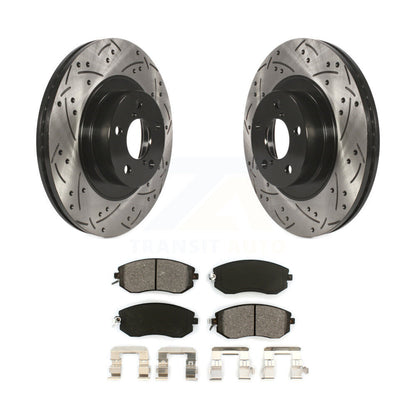 Drilled Slot Brake Rotor Semi-Metallic Pad Front Kit For Subaru Forester Impreza
