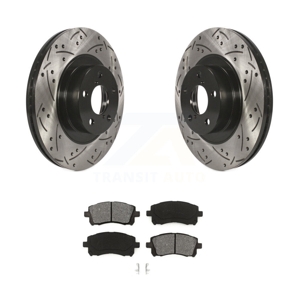 Drilled Slot Brake Rotors Semi-Metallic Pad Front Kit For Subaru Impreza Outback