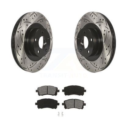 Drilled Slot Brake Rotors Semi-Metallic Pad Front Kit For Subaru Impreza Outback