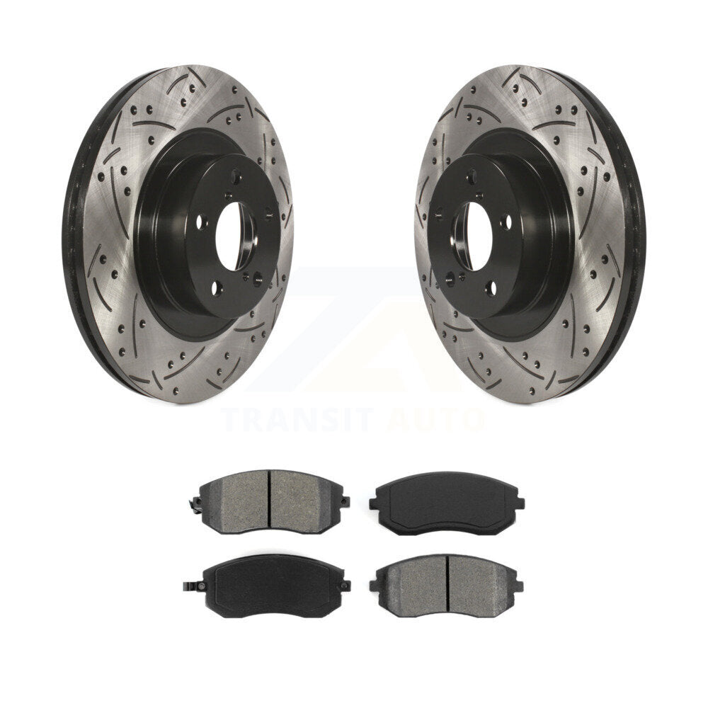 Drilled Slot Brake Rotors Semi-Metallic Pad Front Kit For Subaru Outback Impreza
