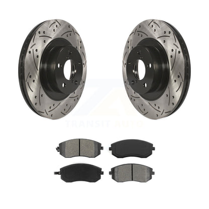 Drilled Slot Brake Rotors Semi-Metallic Pad Front Kit For Subaru Outback Impreza