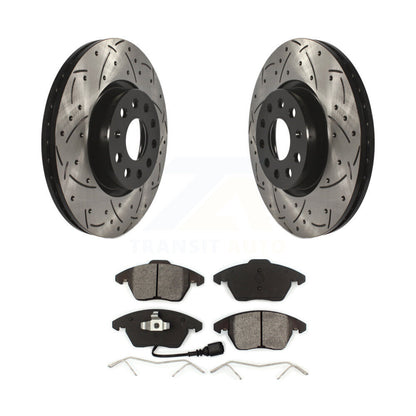 Drilled Slot Brake Rotor Semi-Metallic Pad Front Kit For Volkswagen Jetta Beetle