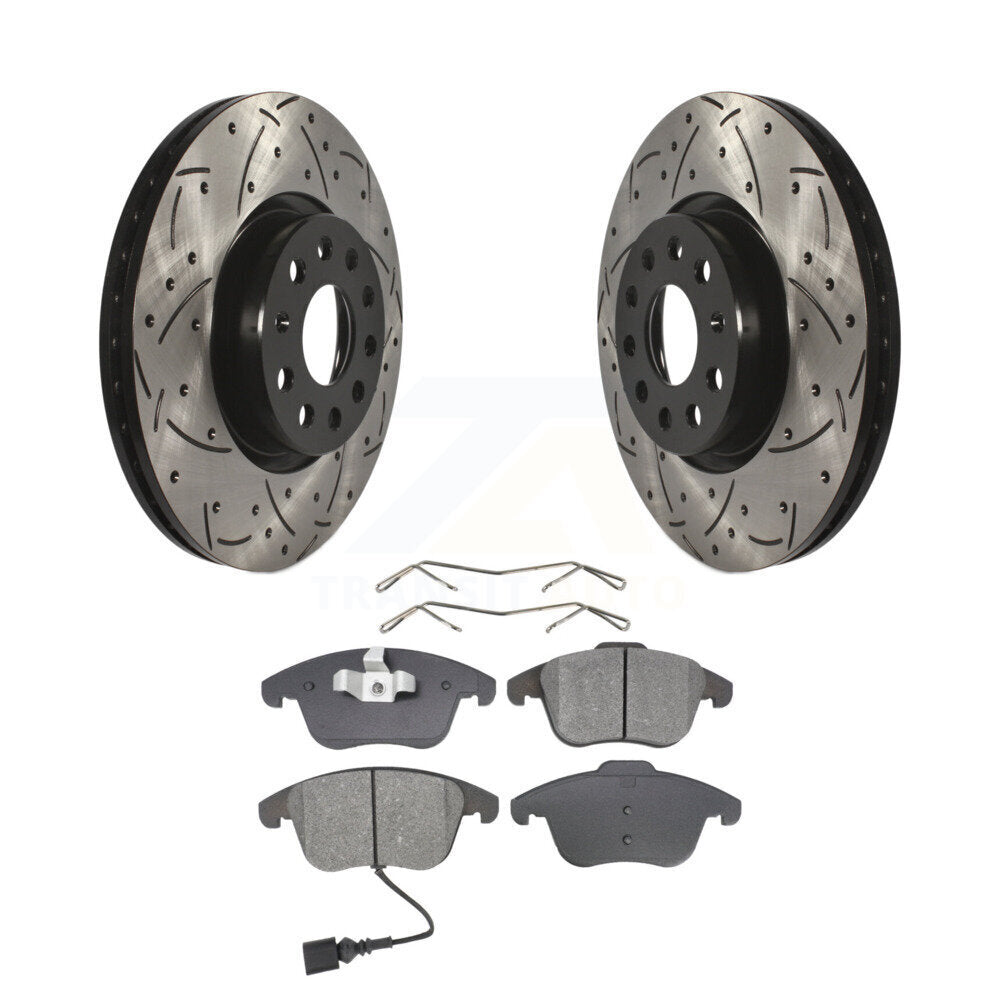 Drill Slot Brake Rotors Semi-Metallic Pad Front Kit For Volkswagen Tiguan Passat