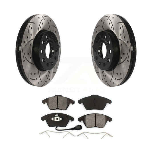 Drill Slot Brake Rotor Semi-Metallic Pad Front Kit For Volkswagen Jetta Golf Eos