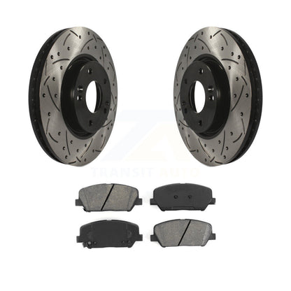 Drilled Slot Disc Brake Rotor & Semi-Metallic Pad Front Kit For Hyundai Veloster
