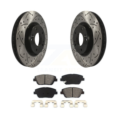 Drill Slot Brake Rotor Semi-Metallic Pad Front Kit For Hyundai Sonata Kia Optima