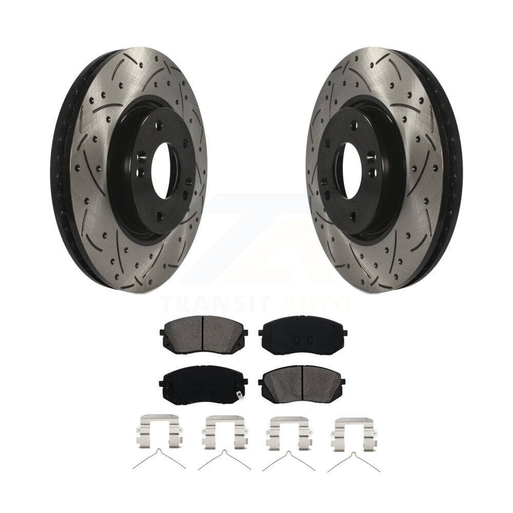 Coat Drill Slot Disc Brake Rotors Semi-Metallic Pad Front Kit For Hyundai Sonata