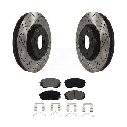 Coat Drill Slot Disc Brake Rotors Semi-Metallic Pad Front Kit For Hyundai Sonata