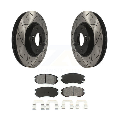 Drill Slot Brake Rotor Semi-Metallic Pad Front Kit For 06-10 Hyundai Sonata 3.3L