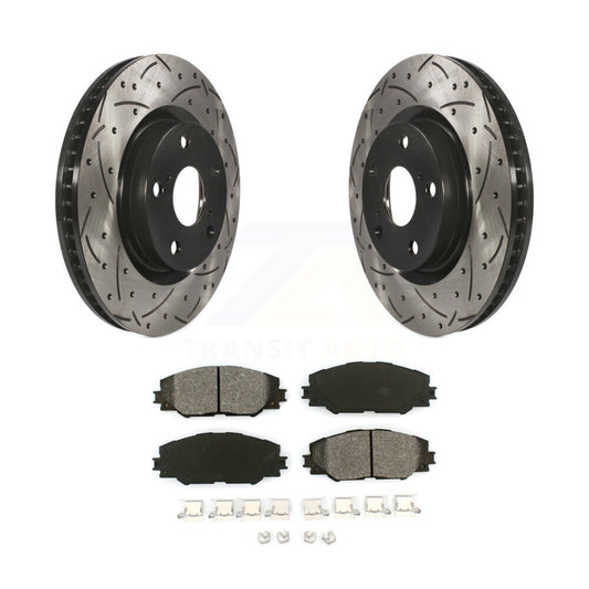Drilled Slot Brake Rotor Semi-Metallic Pad Front Kit For Toyota RAV4 Matrix Vibe
