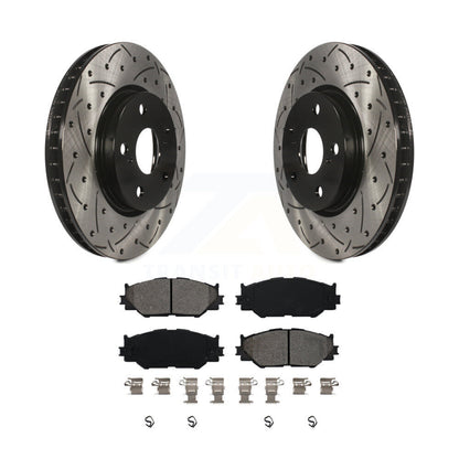Coated Drilled Slot Disc Brake Rotor Semi-Metallic Pad Front Kit For Lexus IS250
