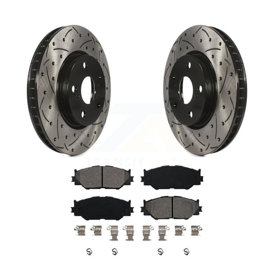 Coated Drilled Slot Disc Brake Rotor Semi-Metallic Pad Front Kit For Lexus IS250