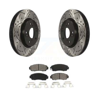 Drill Slot Disc Brake Rotor Semi-Metallic Pad Front Kit For Honda CR-V Acura RDX