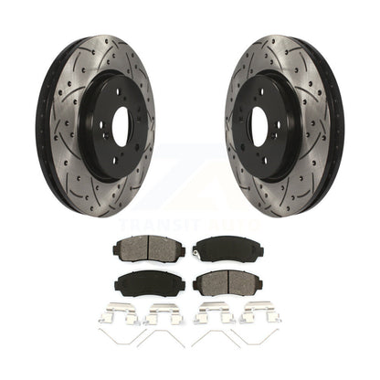 Drill Slot Disc Brake Rotor Semi-Metallic Pad Front Kit For Honda CR-V Crosstour