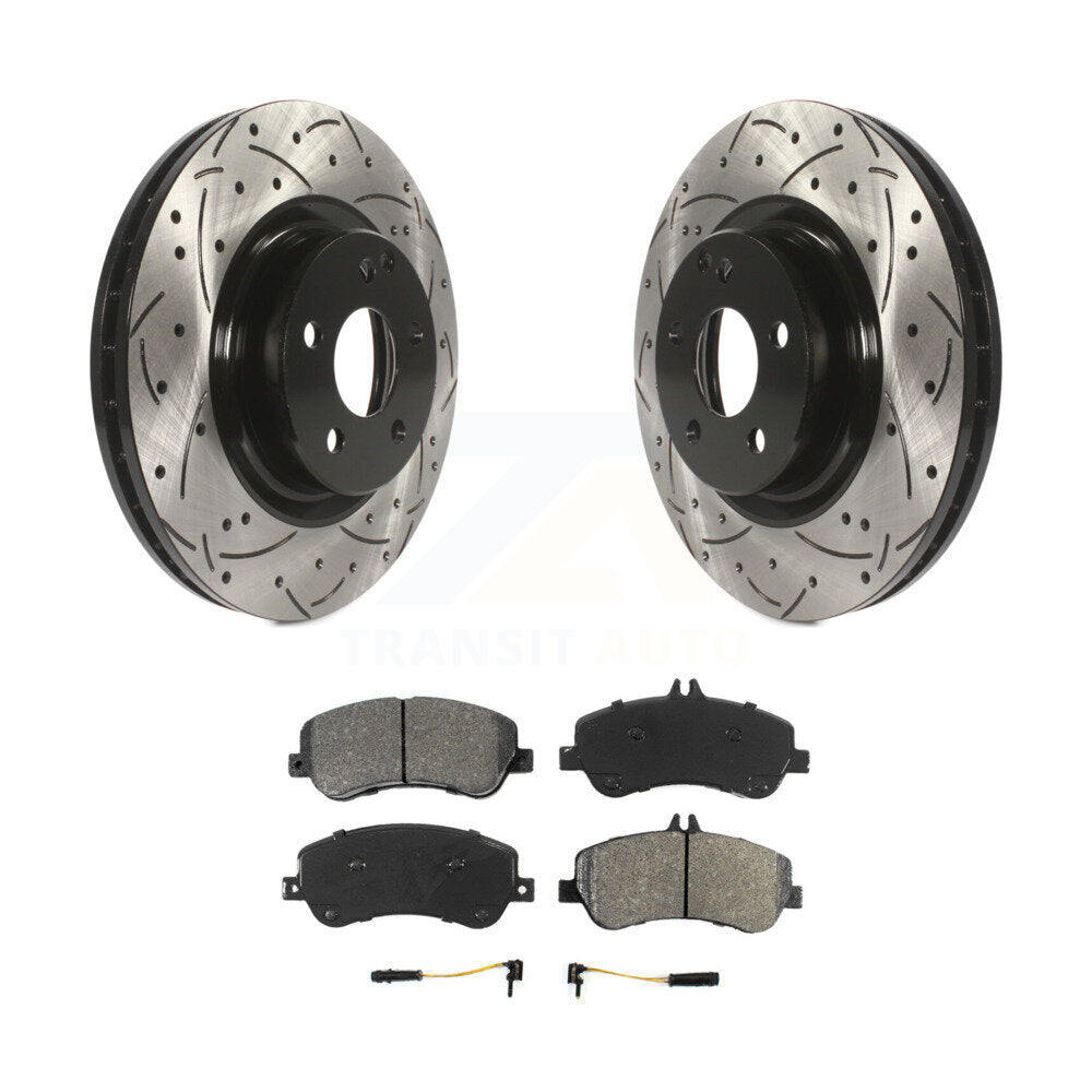 Drill Slot Disc Brake Rotor Semi-Metallic Pad Front Kit For Mercedes-Benz GLK350