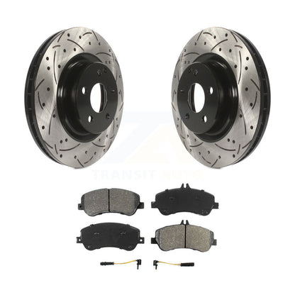 Drill Slot Disc Brake Rotor Semi-Metallic Pad Front Kit For Mercedes-Benz GLK350