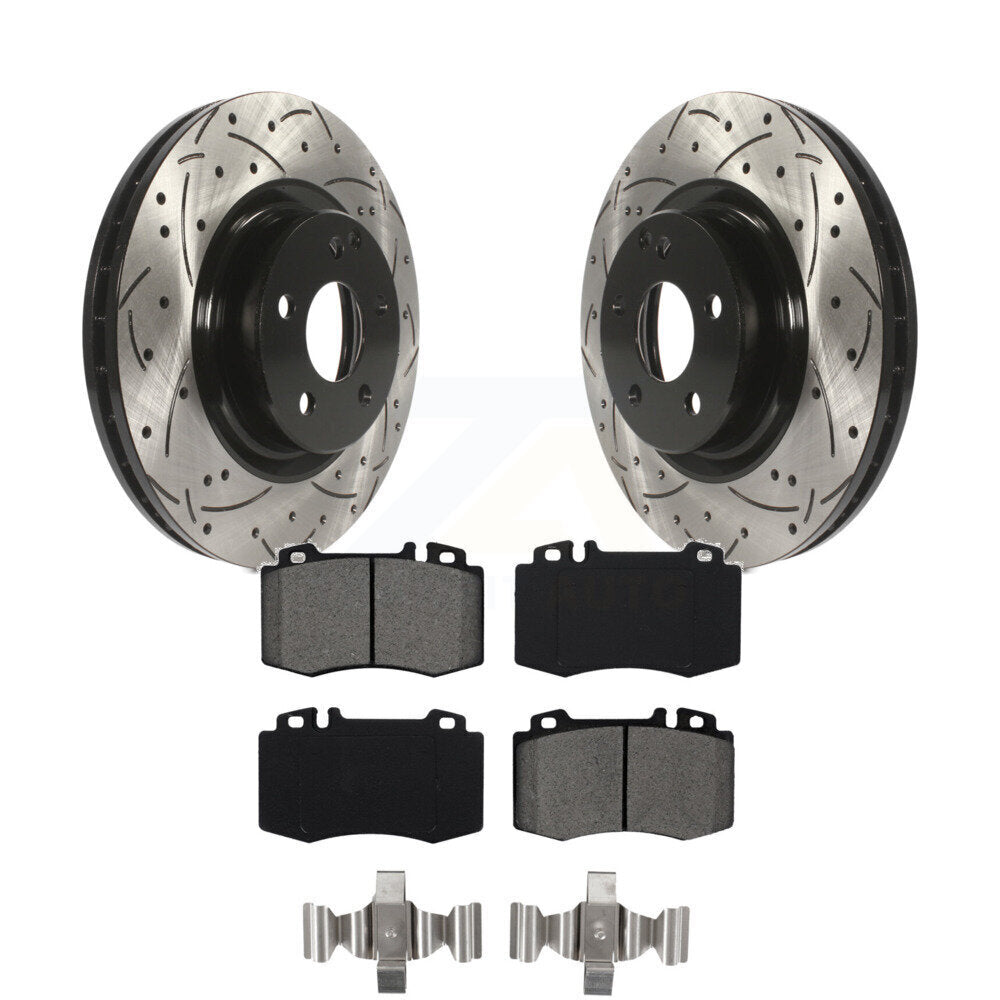 Drill Slot Brake Rotors Semi-Metallic Pad Front Kit For Mercedes-Benz E350 SL550