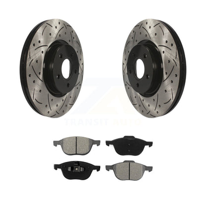 Drill Slot Disc Brake Rotor Semi-Metallic Pad Front Kit For Ford Transit Connect