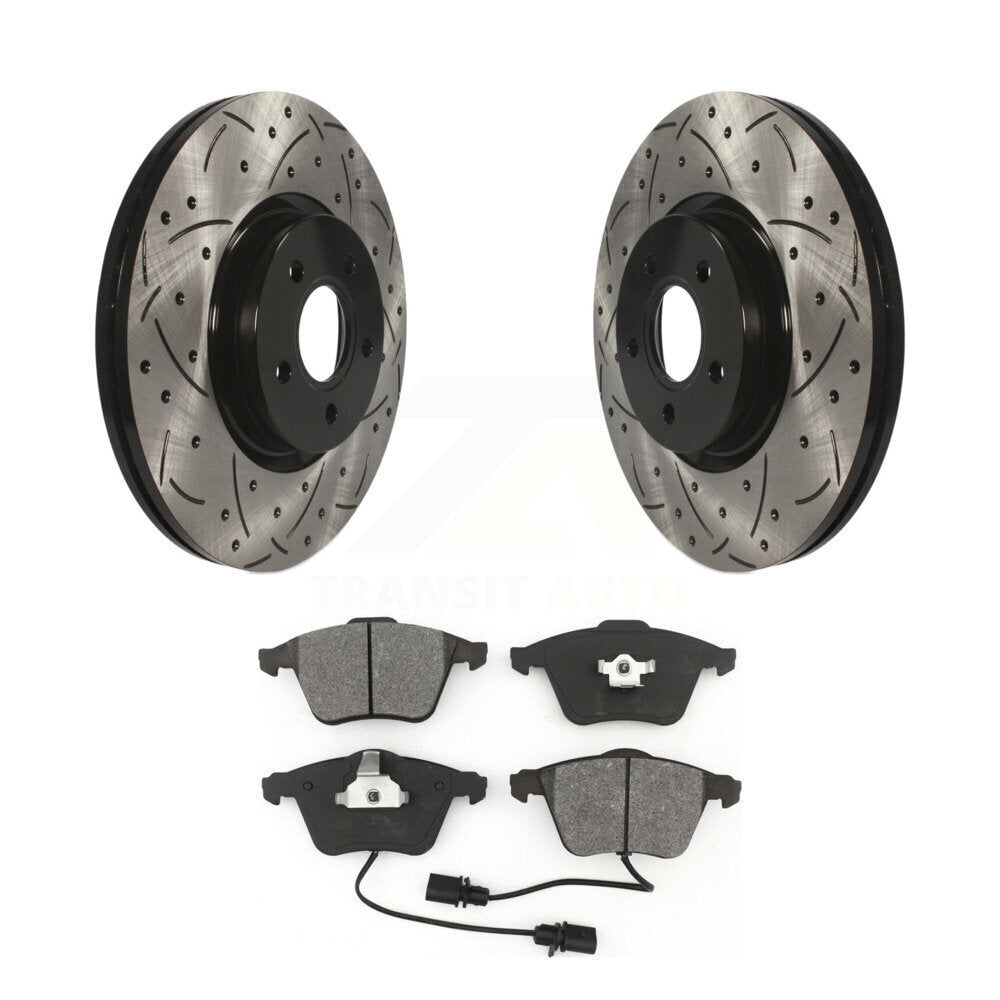 Drilled Slot Disc Brake Rotors Semi-Metallic Pad Front Kit For Volvo S40 V50 C70