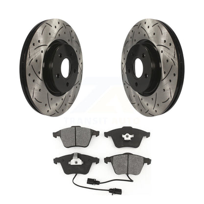 Drilled Slot Disc Brake Rotors Semi-Metallic Pad Front Kit For Volvo S40 V50 C70