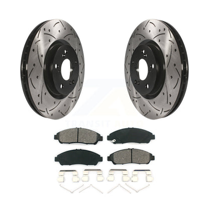 Drill Slot Brake Rotor Semi-Metallic Pad Front Kit For Honda Pilot Acura MDX RLX