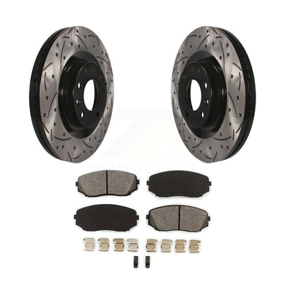 Drill Slot Disc Brake Rotor Semi-Metallic Pad Front Kit For 2007-2015 Mazda CX-9