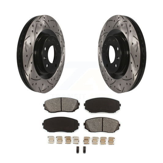 Drill Slot Disc Brake Rotor Semi-Metallic Pad Front Kit For 2007-2015 Mazda CX-9