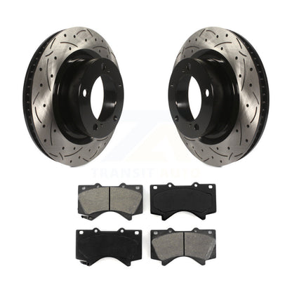 Drilled Slot Brake Rotor & Semi-Metallic Pad Front Kit For Toyota Tundra Sequoia