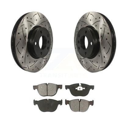 Coated Drilled Slot Disc Brake Rotor & Semi-Metallic Pad Front Kit For BMW X5 X6