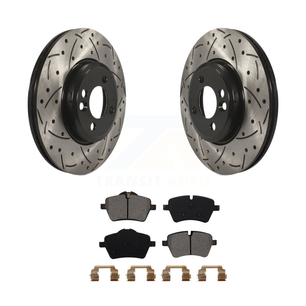 Drilled Slot Brake Rotors Semi-Metallic Pad Front Kit For Mini Cooper Countryman