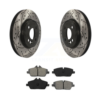 Coated Drilled Slot Disc Brake Rotor Semi-Metallic Pad Front Kit For Mini Cooper