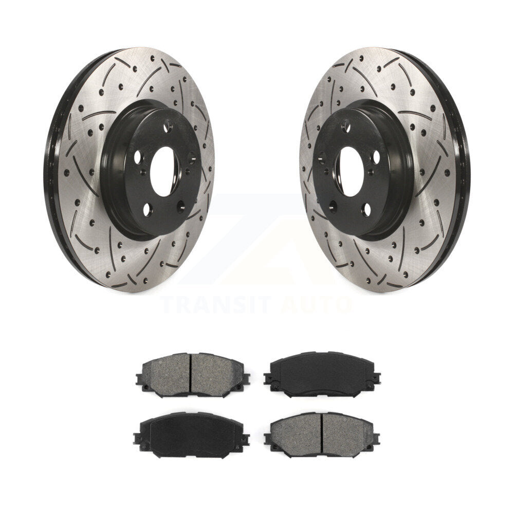 Drill Slot Brake Rotors Semi-Metallic Pad Front Kit For Toyota Corolla Matrix xD