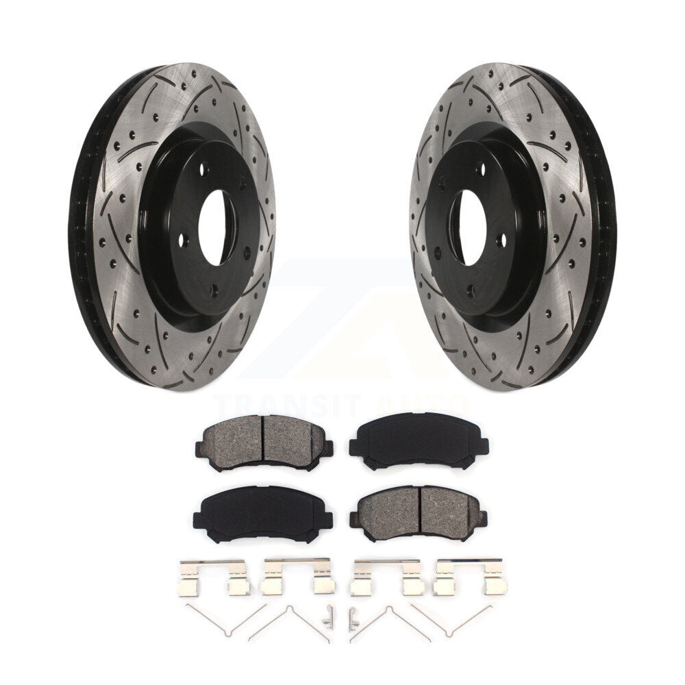 Drill Slot Disc Brake Rotors Semi-Metallic Pad Front Kit For Nissan Rogue Select