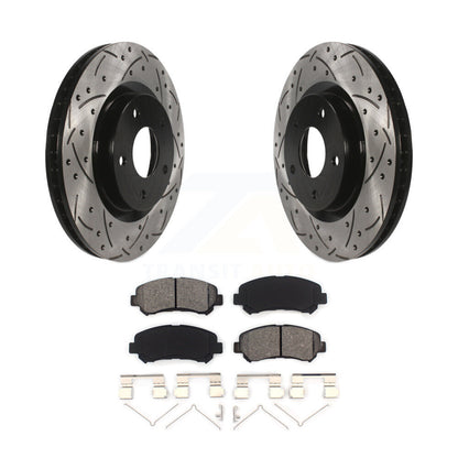 Drill Slot Disc Brake Rotors Semi-Metallic Pad Front Kit For Nissan Rogue Select